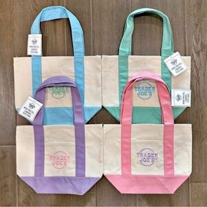 Trader Joe's Pastel Canvas Tote Bag - Pink, Purple, Blue, Green